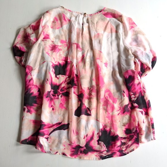 Calvin Klein Pink Fall Floral Chiffon Top - Size Small - Picture 4 of 4